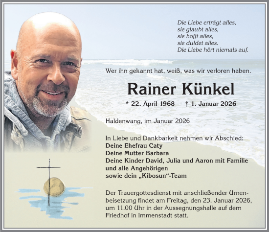 Traueranzeige von Rainer Künkel von Allgäuer Anzeigeblatt