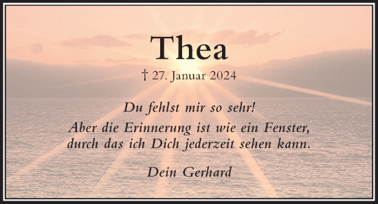 Traueranzeige von Thea  von Der Westallgäuer