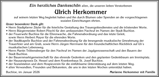 Traueranzeige von Ulrich Herkommer von Allgäuer Zeitung, Kaufbeuren/Buchloe