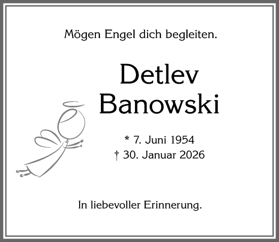 Traueranzeige von Detlev Banowski von Allgäuer Anzeigeblatt