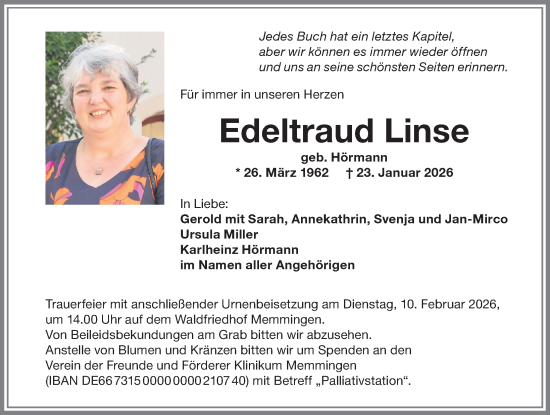 Traueranzeige von Edeltraud Linse von Memminger Zeitung