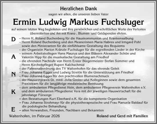 Traueranzeige von Ermin Ludwig Markus Fuchsluger von Allgäuer Zeitung,Kempten