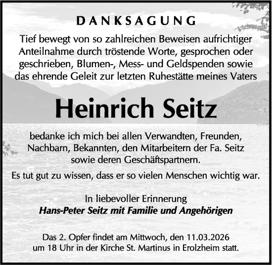 Traueranzeige von Heinrich Seitz von Memminger Zeitung