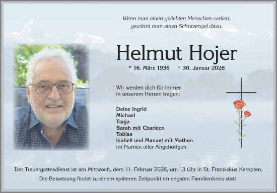 Traueranzeige von Helmut Hojer von Allgäuer Zeitung, Gesamtausgabe