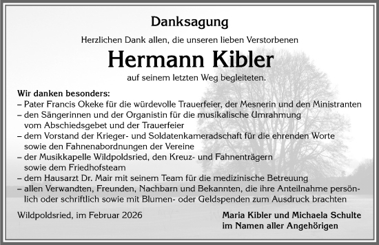 Traueranzeige von Hermann Kibler von Allgäuer Zeitung,Kempten