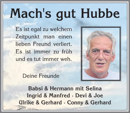Traueranzeige von Hubbe  von Memminger Zeitung