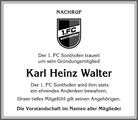 Traueranzeige von Karl Heinz Walter von Allgäuer Anzeigeblatt