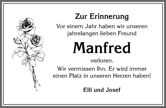 Traueranzeige von Manfred  von Allgäuer Zeitung,Kempten