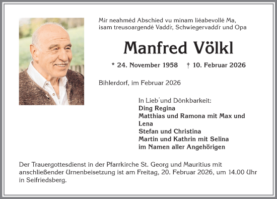Traueranzeige von Manfred Völkl von Allgäuer Anzeigeblatt
