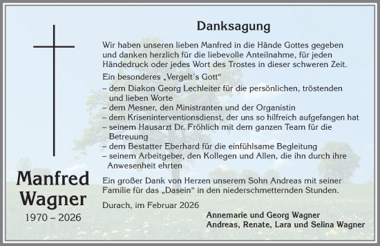 Traueranzeige von Manfred Wagner von Allgäuer Zeitung,Kempten