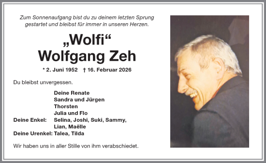 Traueranzeige von Wolfgang Zeh von Memminger Zeitung