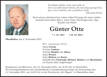 Traueranzeige von Günter Otte von Landsberger Tagblatt