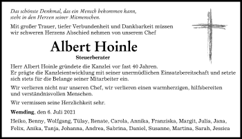 Traueranzeige von Albert Hoinle von Donauwörther Zeitung
