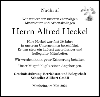 Traueranzeige von Alfred Heckel von Donauwörther Zeitung