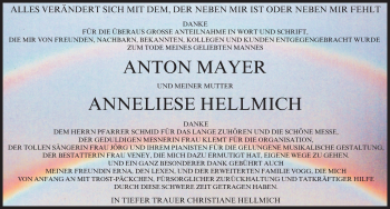 Traueranzeige von Anneliese Hellmich von Augsburger Allgemeine