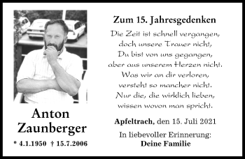 Traueranzeige von Anton Zaunberger von Mindelheimer Zeitung