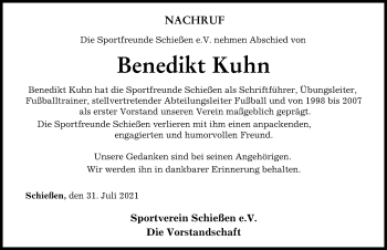 Traueranzeige von Benedikt Kuhn von Neu-Ulmer Zeitung