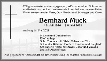 Traueranzeige von Bernhard Muck von Mindelheimer Zeitung