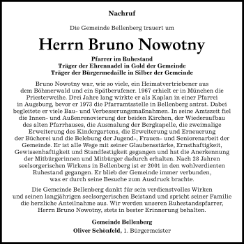 Traueranzeige von Bruno Nowotny von Illertisser Zeitung