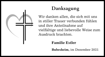 Traueranzeige von Danksagung  von Günzburger Zeitung