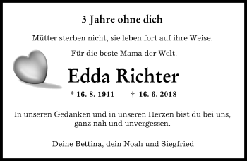Traueranzeige von Edda Richter von Augsburger Allgemeine