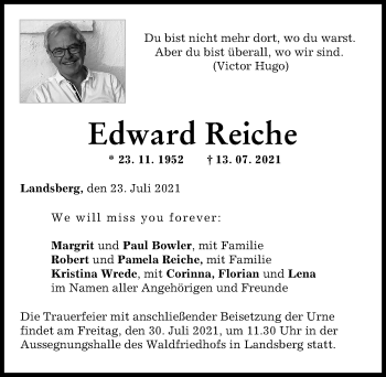 Traueranzeige von Edward Reiche von Landsberger Tagblatt