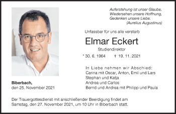 Traueranzeige von Elmar Eckert von Augsburger Allgemeine