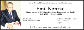 Traueranzeige von Emil Konrad von Günzburger Zeitung