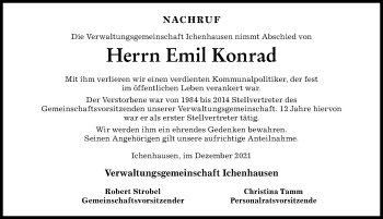 Traueranzeige von Emil Konrad von Günzburger Zeitung