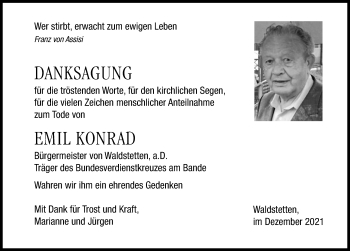 Traueranzeige von Emil Konrad von Günzburger Zeitung