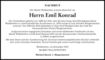 Traueranzeige von Emil Konrad von Günzburger Zeitung