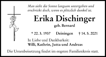 Traueranzeige von Erika Dischinger von Rieser Nachrichten