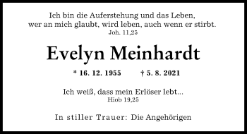Traueranzeige von Evelyn Meinhardt von Neu-Ulmer Zeitung