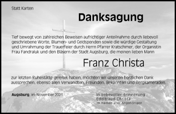 Traueranzeige von Franz Christa von Augsburger Allgemeine