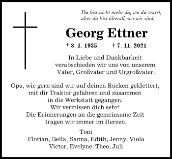 Traueranzeige von Georg Ettner von Landsberger Tagblatt