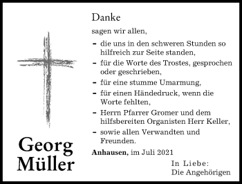 Traueranzeige von Georg Müller von Augsburg-Land