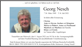 Traueranzeige von Georg Nesch von Ammersee Kurier