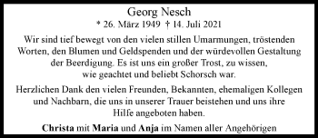 Traueranzeige von Georg Nesch von Ammersee Kurier