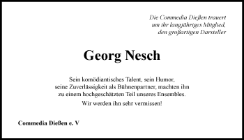 Traueranzeige von Georg Nesch von Ammersee Kurier