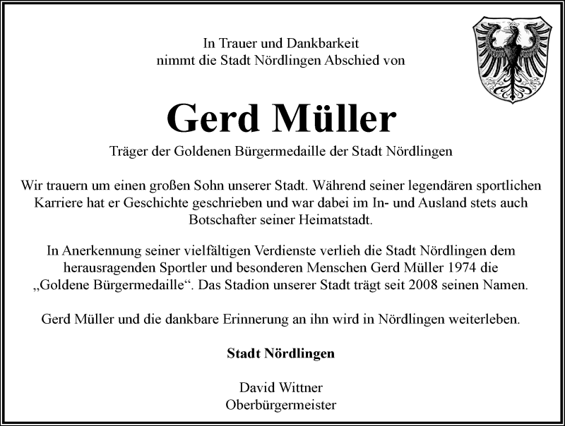  Traueranzeige für Gerd Müller vom 20.08.2021 aus Rieser Nachrichten