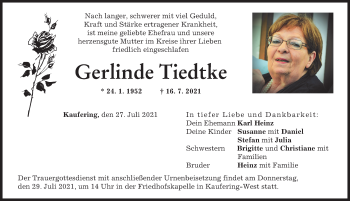 Traueranzeige von Gerlinde Tiedtke von Landsberger Tagblatt