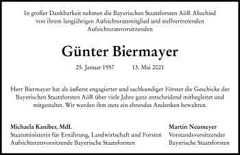 Traueranzeige von Günter Biermayer von Augsburger Allgemeine