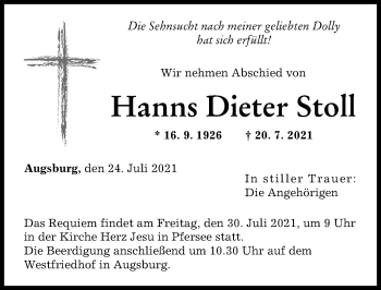 Traueranzeige von Hanns Dieter Stoll von Augsburger Allgemeine