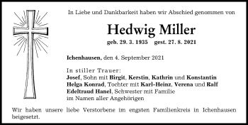 Traueranzeige von Hedwig Miller von Günzburger Zeitung