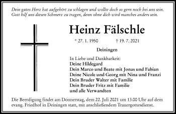 Traueranzeige von Heinz Fälschle von Rieser Nachrichten