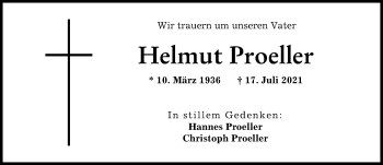 Traueranzeige von Helmut Proeller von Donauwörther Zeitung