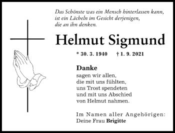 Traueranzeige von Helmut Sigmund von Günzburger Zeitung