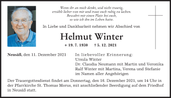 Traueranzeige von Helmut Winter von Augsburger Allgemeine