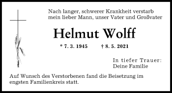 Traueranzeige von Helmut Wolff von Augsburger Allgemeine