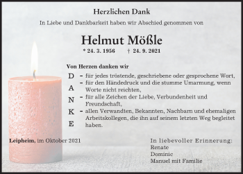 Traueranzeige von Helmut Mößle  von Günzburger Zeitung